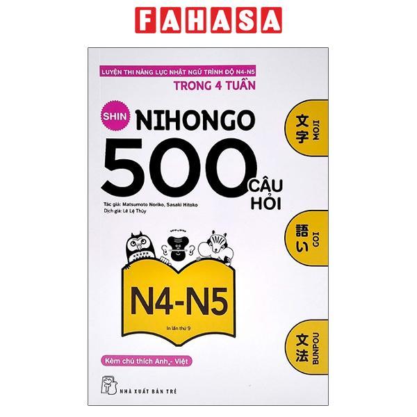 Sách - Sách 500 Câu Hỏi Luyện Thi Năng Lực Nhật Ngữ - Trình Độ N1, N2, N3, N4-N5 (Bộ/ Lẻ 4 Cuốn)