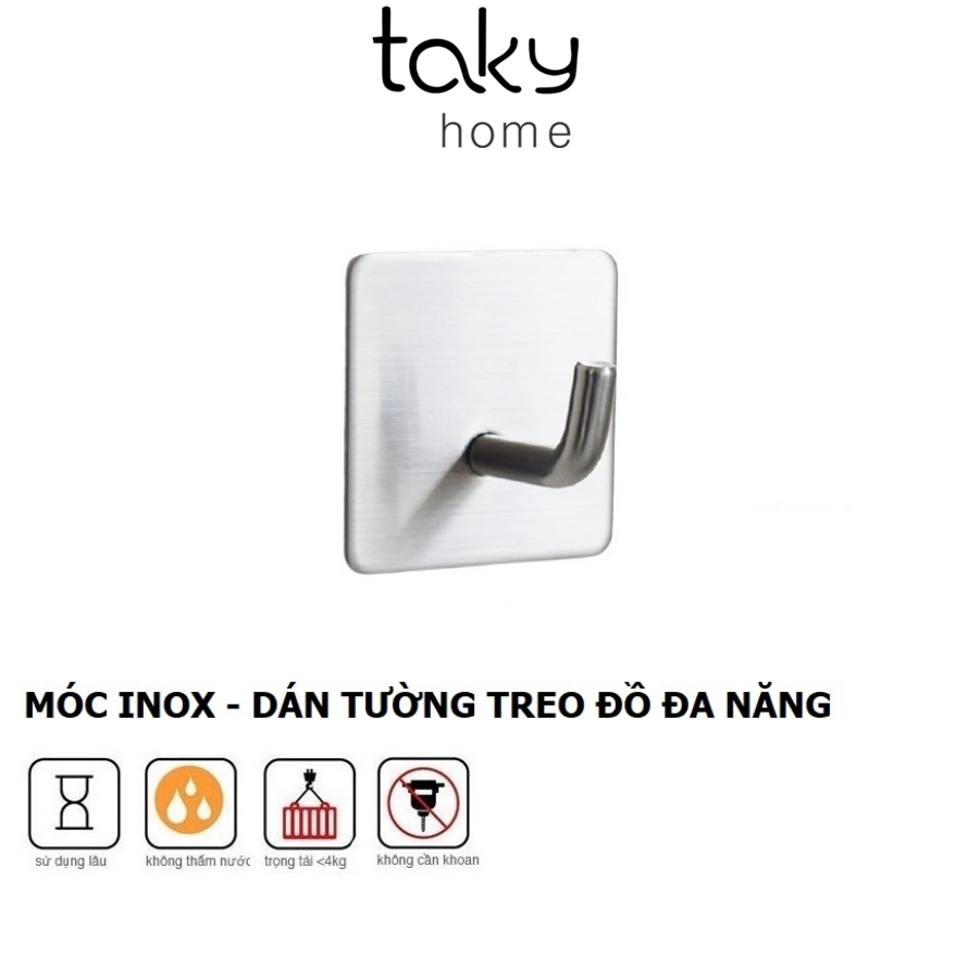 Móc Inox Treo Đồ Đa Năng, Móc Dán Tường Chịu Lực, Móc Dính Tường Treo Đồ Dùng Tiện Ích Cho Phòng Tắm, Khu Bếp. TakyHome 2005