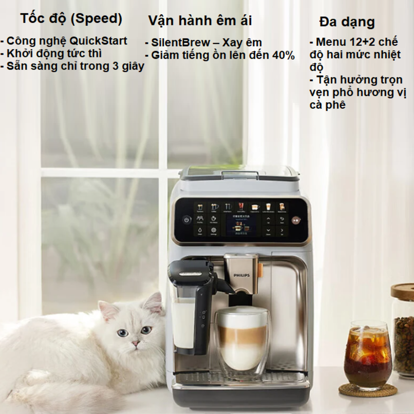 HÀNG CHÍNH HÃNG - Máy pha cà phê tự động Serial 5200 pha 12 loại đồ uống khác nhau. Thương hiệu Hà Lan cao cấp Philips - EP5242/62