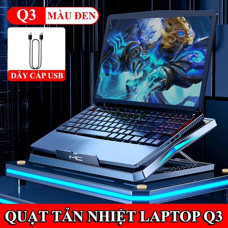 Quạt tản nhiệt laptop MC Q3 trang bị 6 quạt với tốc độ gió cực mạnh không tạo ra tiếng ồn khi sử dụng - HÀNG CHÍNH HÃNG