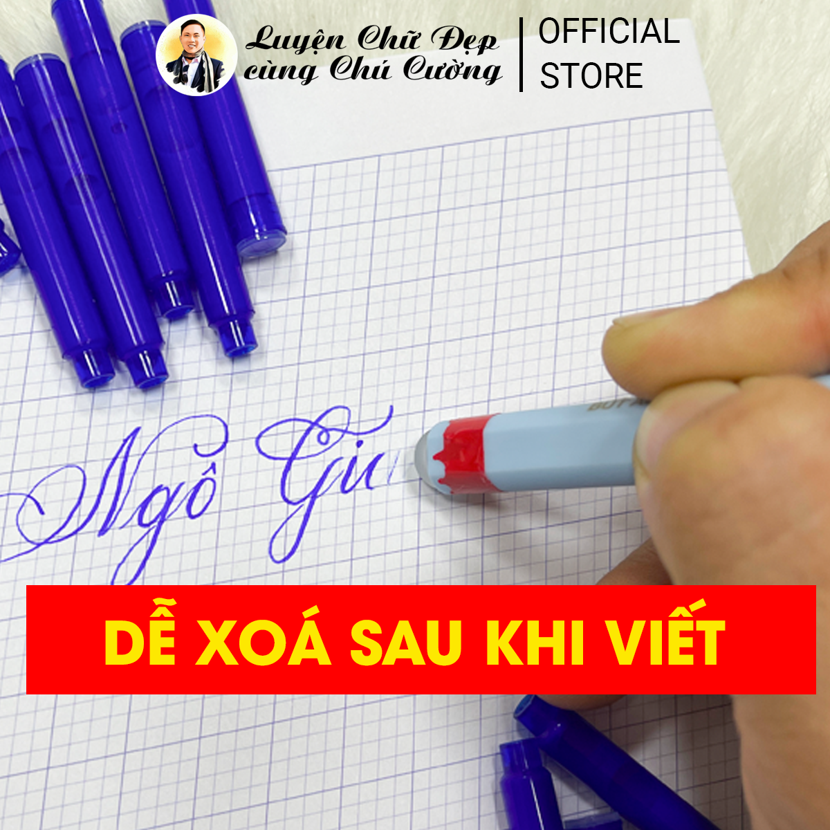 [1 HỘP] 30 Ống Mực Xoá Được Cao Cấp dành cho bé Luyện Chữ Đẹp