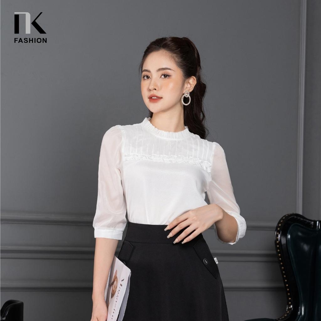 Áo Sơ Mi NK FASHION Thiết Kế Ngực Bèo Cổ Tròn Tay Lỡ, Kiểu Dáng Nhẹ Nhàng Chất Vải Nhập Hàn Cao Cấp Không Nhăn NKSM2206003