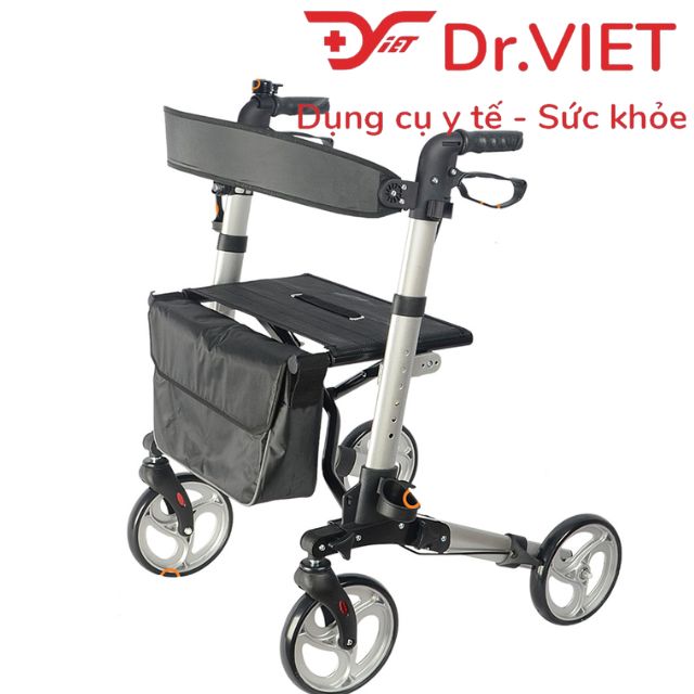 Khung tập đi W-89 Khung hợp kim nhôm Có ghế ngồi, giỏ đựng đồ, thắng tay 2 màu đỏ, bạc