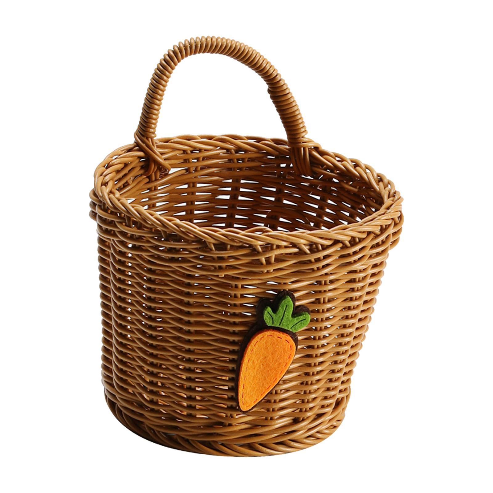 Wall Hanging Basket Holder Decorative Toiletries Sundries Home Vegetables Cabinet with Handle Bathroom Key Balcony Kitchen Woven Wall Basket