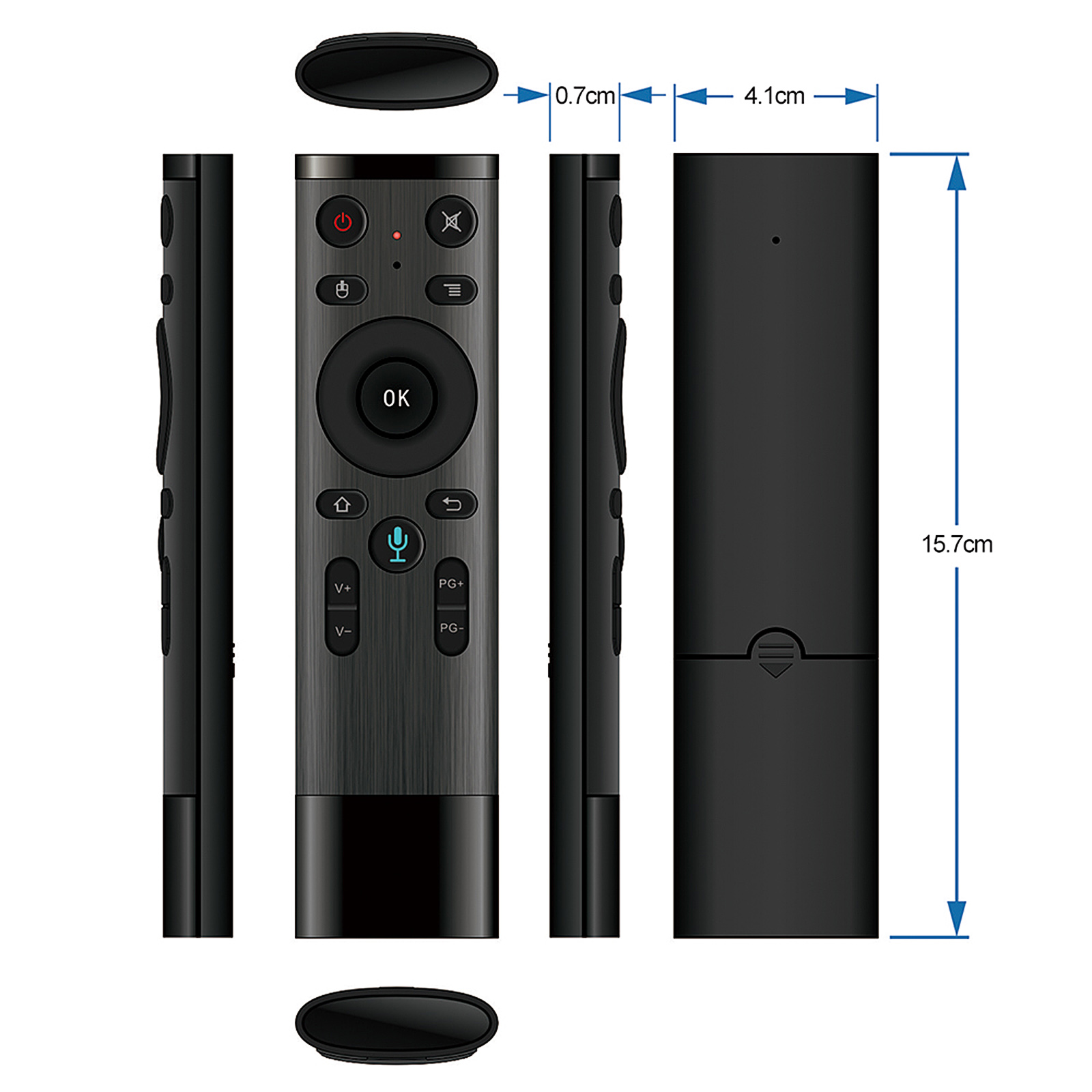 Điều Khiển Từ Xa Không Dây Bằng Giọng Nói 2.4g USB Đầu Dành Cho TV Thông Minh AnDroid TV Box HtPC PC Máy Chiếu, Màu Đen
