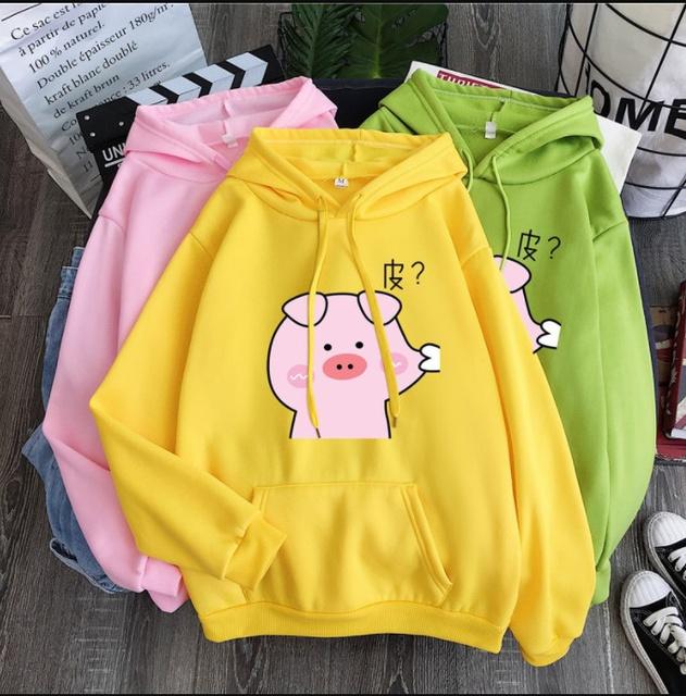 Áo hoodie nỉ bông hình heo bẹo má cute