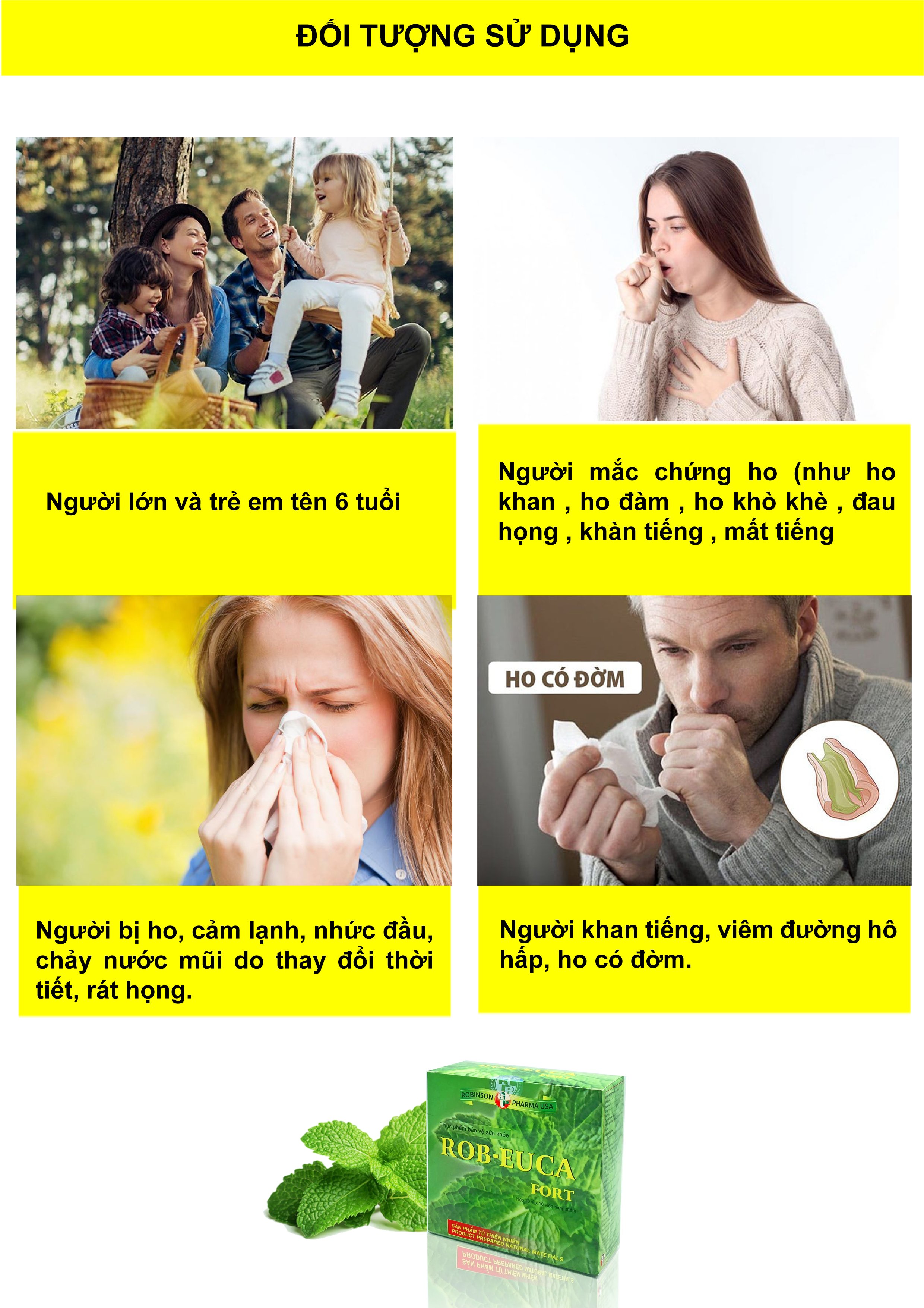 TPCN- Robinson pharma USA- Robeuca fort-Viên uống bổ phế giảm ho, đau, ngứa rát, giữ ẩm đường hô hấp