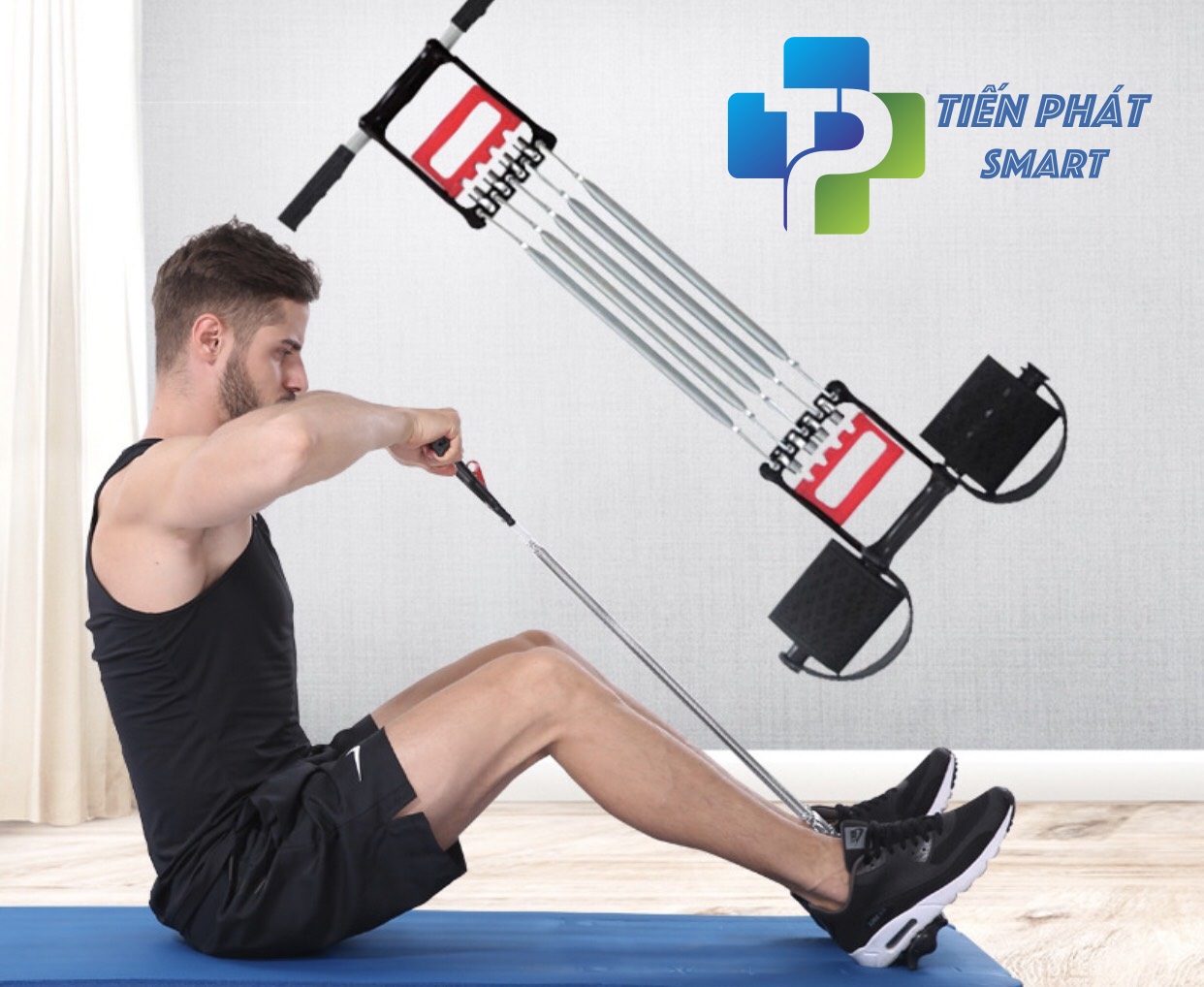 Dây Kéo Cáp 5 Lò Xo Titan Tập Thể Thao Đa Năng Có Bàn Đạp - Tập Cơ Ngực , Cơ Tay Tập GYM Hiệu Quả Tại Nhà