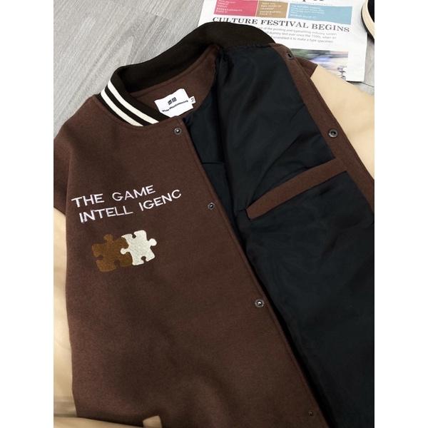 Bomber dạ phối tay da bomber nam có thêu chữ H