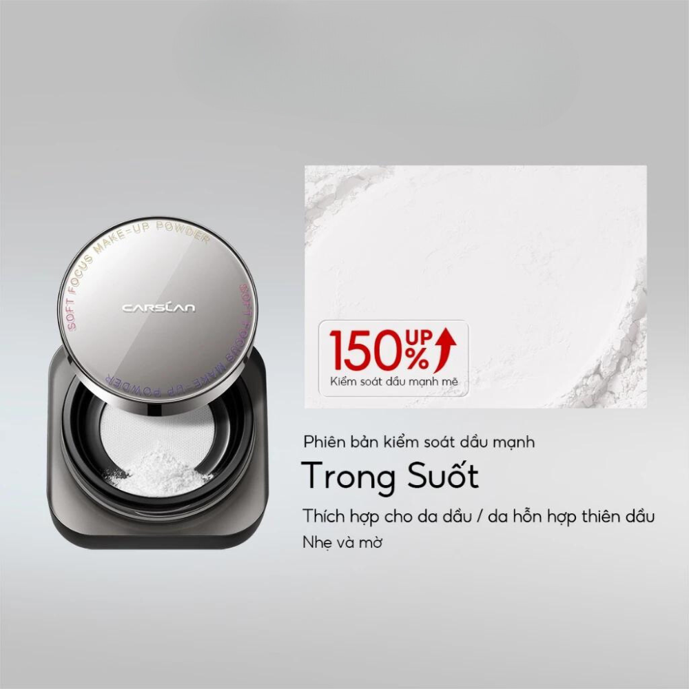 Phấn phủ CARSLAN dạng bột từ tính kiềm dầu màu đen chống nước chống mồ hôi che phủ bóng dầu cho mặt 8g