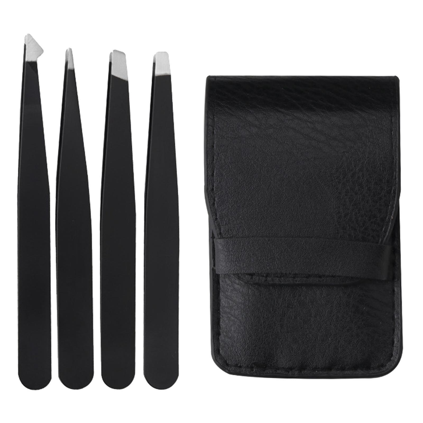 Fine Hairs Puller Stainless Steel Professional 4 in1 Slanted Black