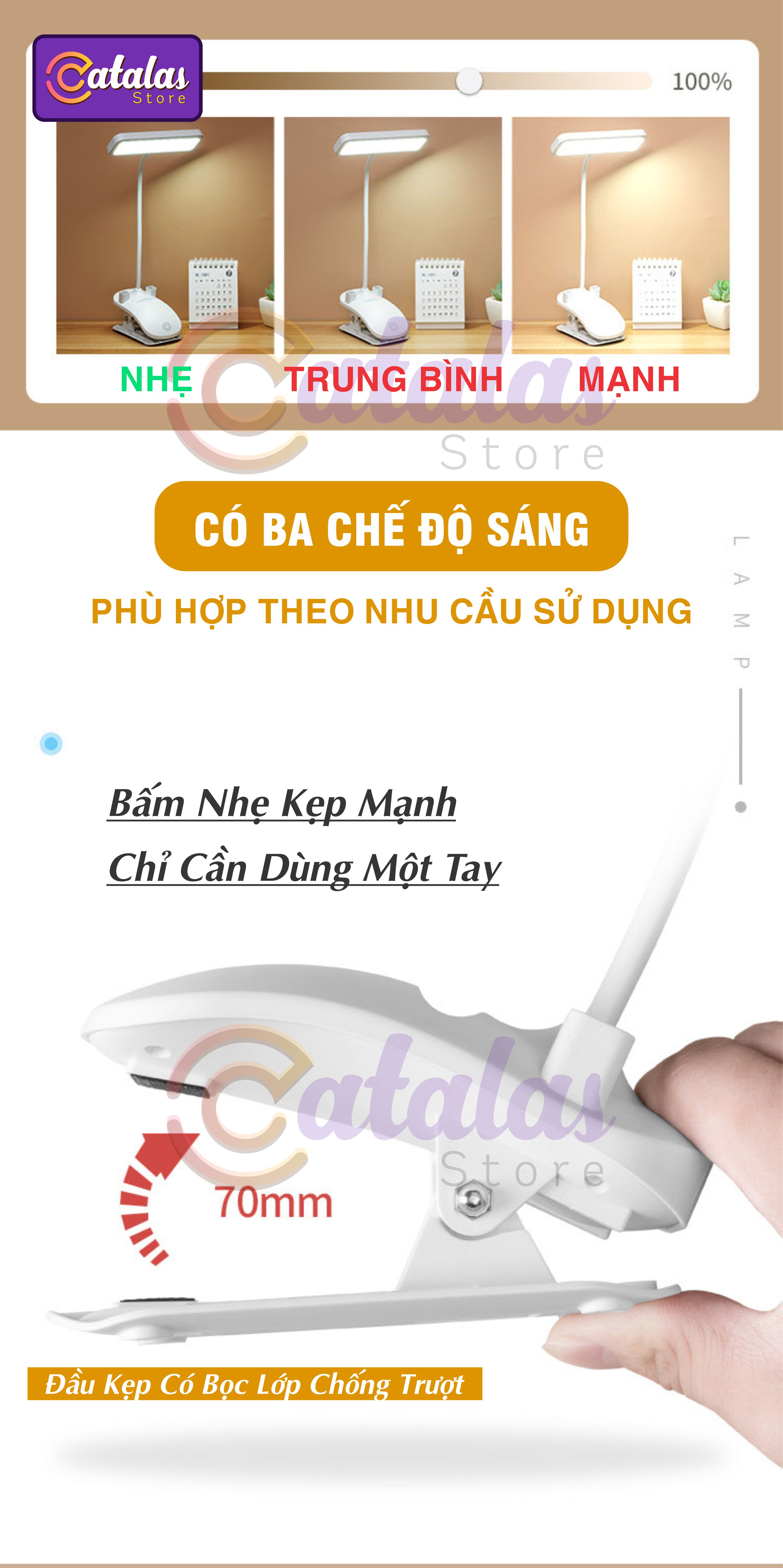 Đèn bàn học, đèn đọc sách K25, đèn làm việc, đèn kẹp chống cận thị, ba chế độ sáng bảo vệ mắt, có pin sạc USB