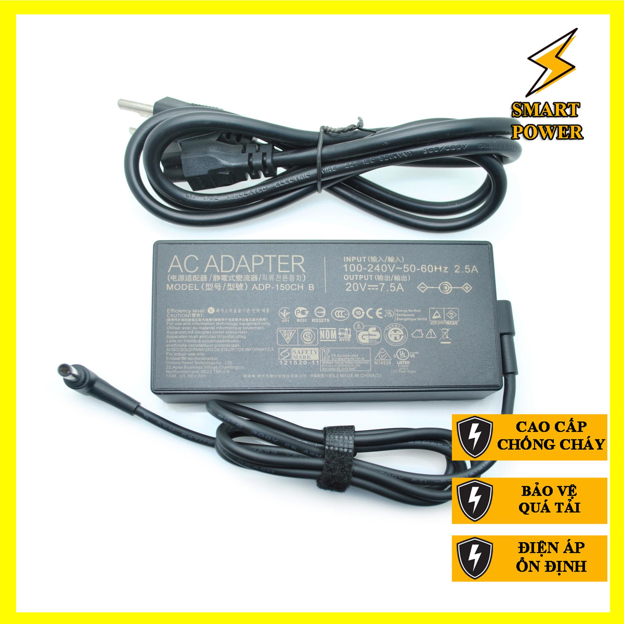 Sạc dành cho laptop Asus 20V - 7.5A - 150W Chân kim 6.0*3.7mm - Hàng Nhập Khẩu - Sản phẩm mới 100%