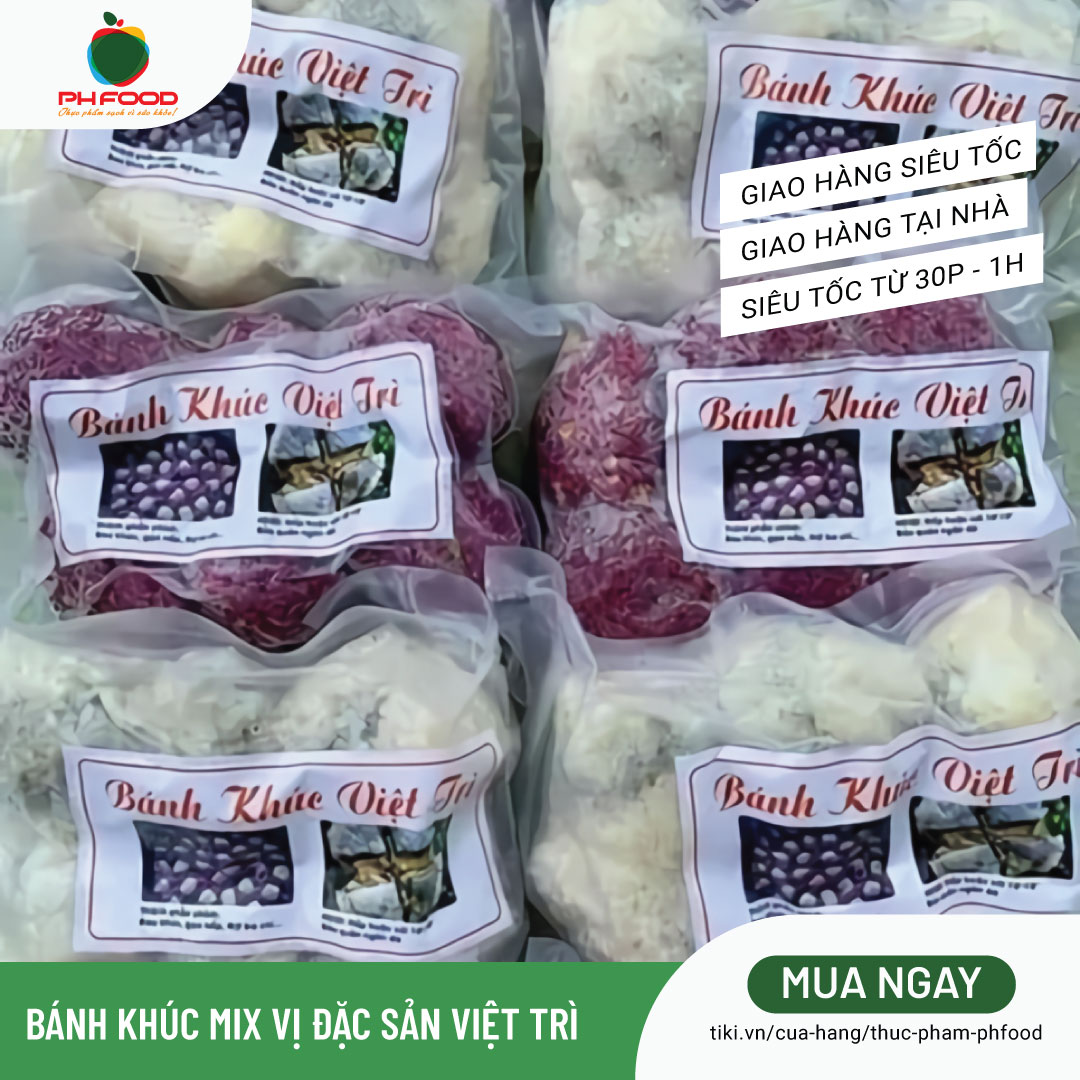 [Chỉ giao HN] - Bánh Khúc Việt Trì - Túi 10 Cái - Mix 5 Trắng 5 Cẩm - Đông Lạnh