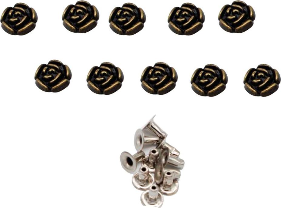 10 Bộ Hình Hoa Hồng Da Nhanh Chóng Đinh Tán Đinh Đồng Cổ Màu Punk Gai Đinh Tán Làm Đồ Da Thủ Công