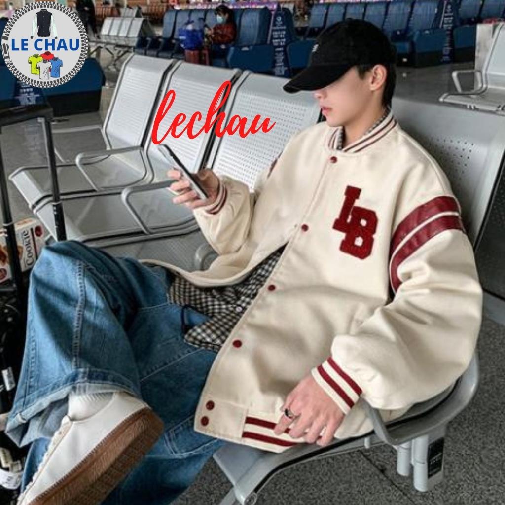 Áo khoác bomber unisex form rộng LB jacket nỉ ulzzang hottrend street style chất lượng giá rẻ - LB Trắng &lt; 60kg