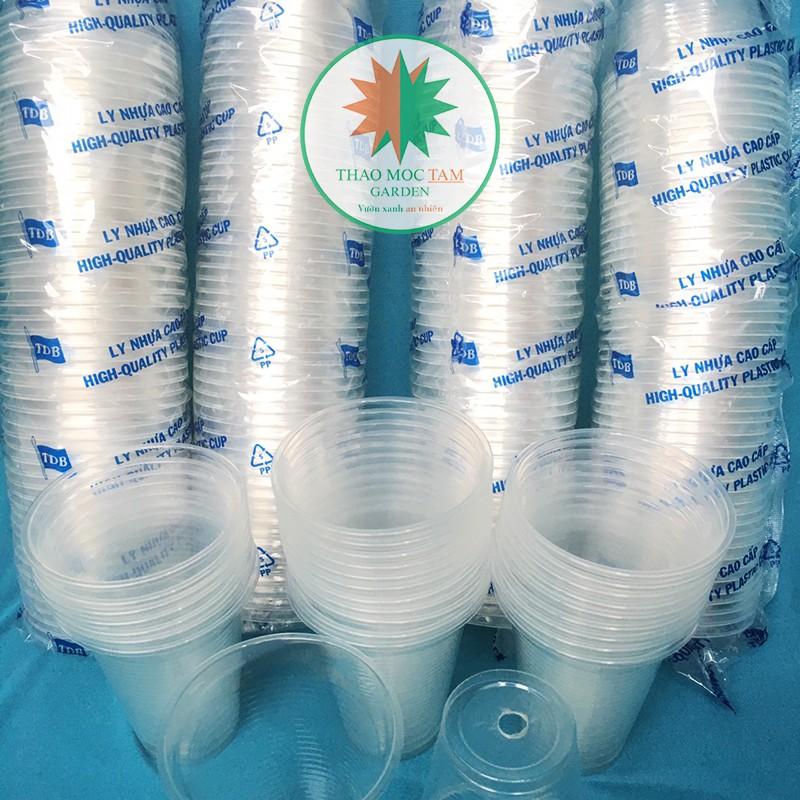 Lốc 50c ly nhựa ươm cây, giâm cành hồng - Ly nhựa Plastic cao cấp có đục lỗ đáy