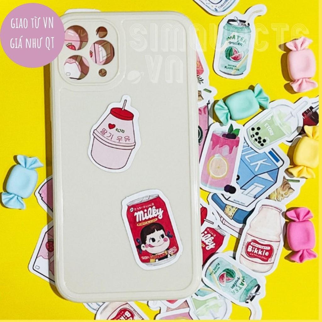 Hộp 45 sticker nhãn dán đáng yêu trang trí điện thoại vật dụng học tập gia đình Drink Bubble Box Sticker ST129