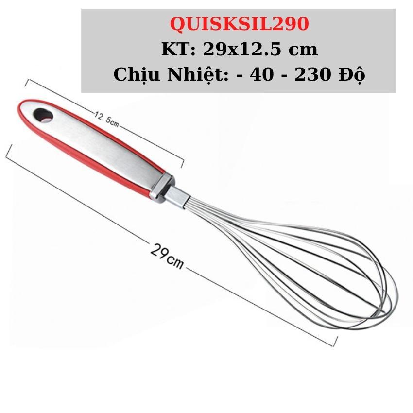 Cây Đánh Trứng Cầm Tay Dụng Cụ Làm Bánh Inox 12inches Dài 29CM Cán SILICONE - QUISKSIL290