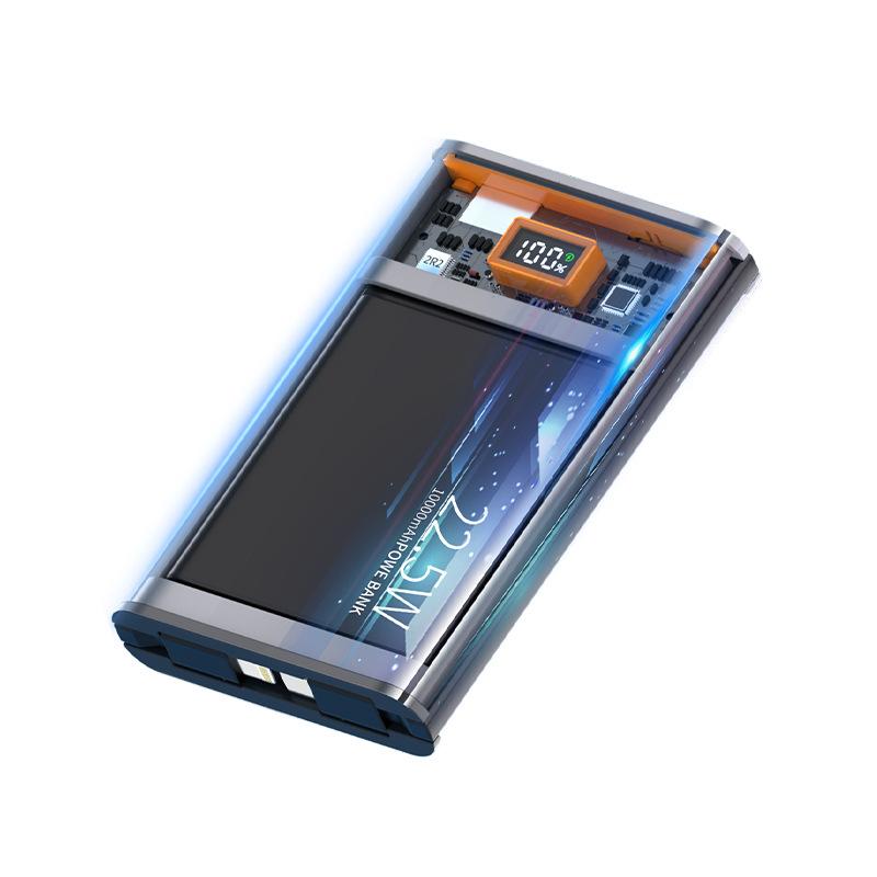 Kho báu sạc trong suốt cyberpunk theo phong cách mới nhất Sạc siêu nhanh PD22.5W đi kèm với nguồn điện thoại di động 20000 mAh