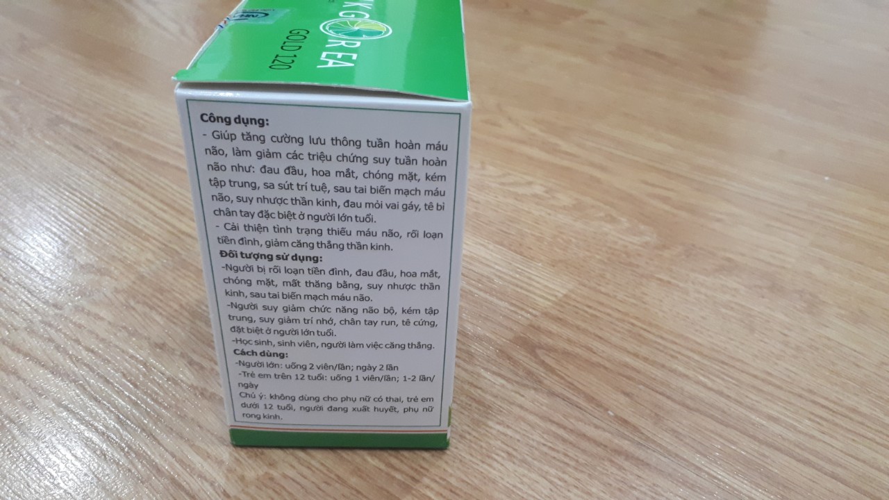 THỰC PHẨM CHỨC NĂNG GINKGO BILOBA 120 - GINKGOREA GOLD - TĂNG CƯỜNG LƯU THÔNG TUẦN HOÀN MÁU NÃO