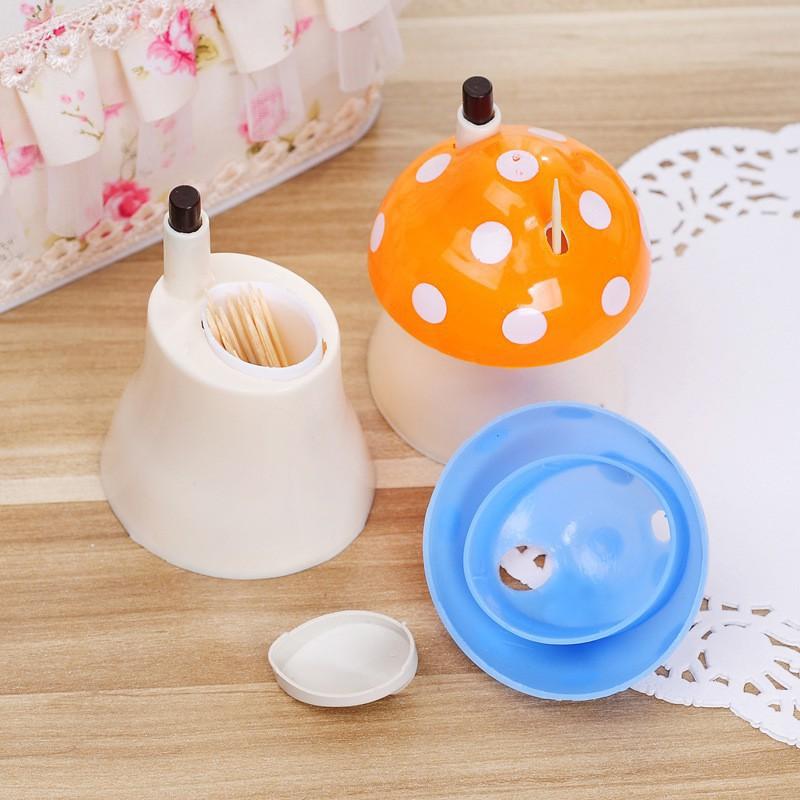 Lọ Đựng Tăm Hình Nấm Có Nút Đẩy Tăm Tiện Lợi - Hũ Lọ Tăm Xỉa Răng Hình Cây Nấm Cực Xinh Xắn