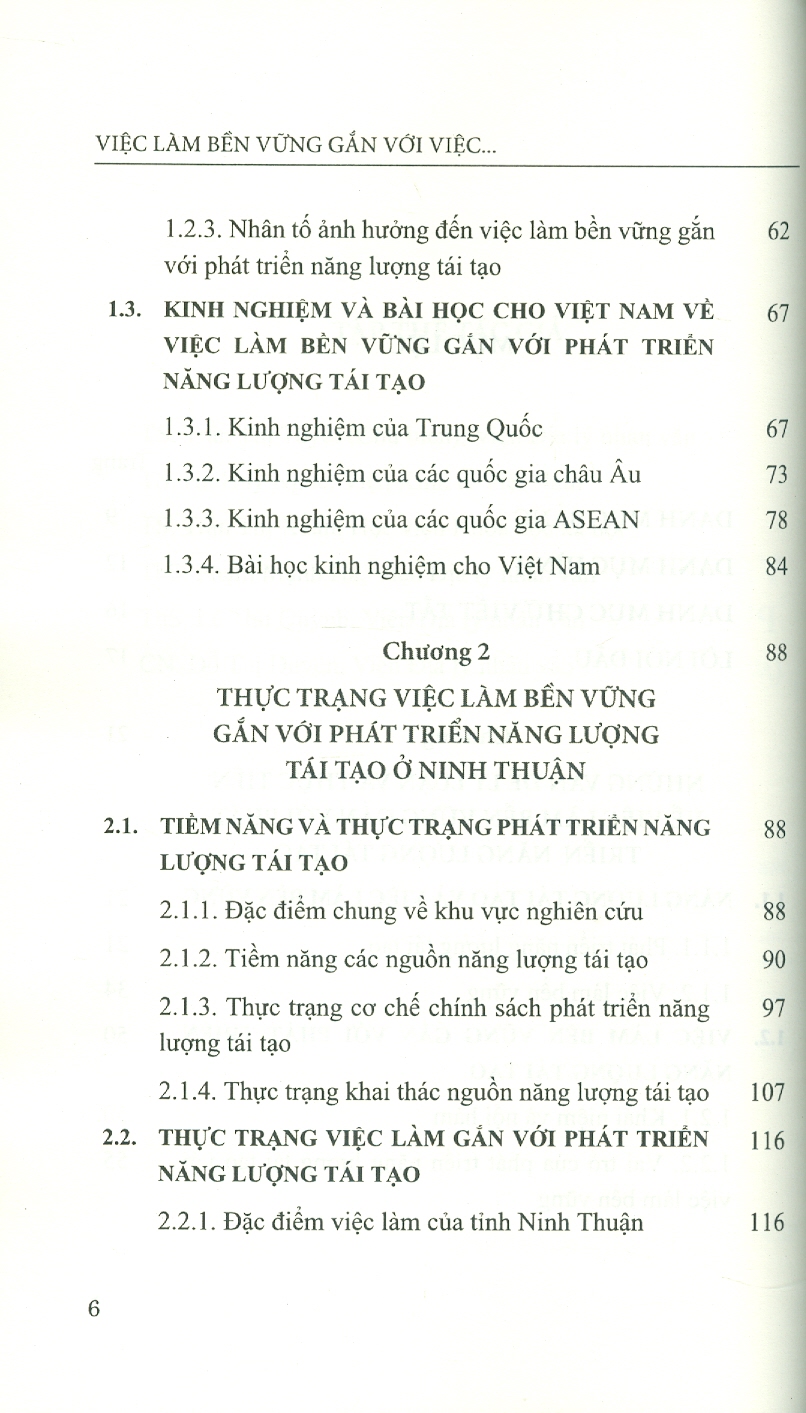 Việc Làm Bền Vững Gắn Với Việc Phát Triển Năng Lượng Tái Tạo (Nghiên Cứu Trường Hợp Tại Tỉnh Ninh Thuận) - TS. Trần Thị Tuyết chủ biên