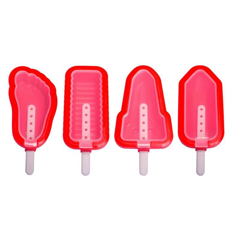 Set 4 Khuôn Silicon Làm Kem Que Tiện Dụng