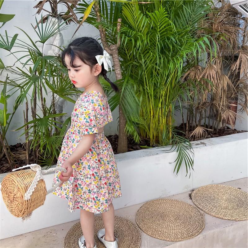 Váy Hoa Nhỏ Thoáng Eo Lưng Dịu Dàng Cho Bé Gái