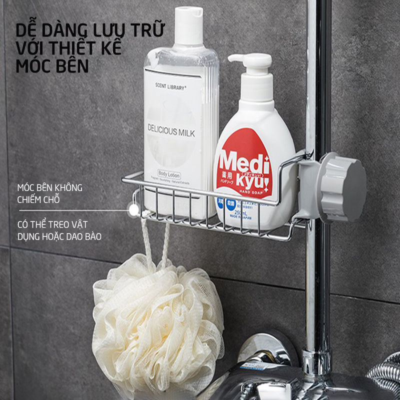 Giá để giẻ rửa bát inox gắn vòi rửa Latimax KRC6 điều chỉnh lên xuống tiện lợi