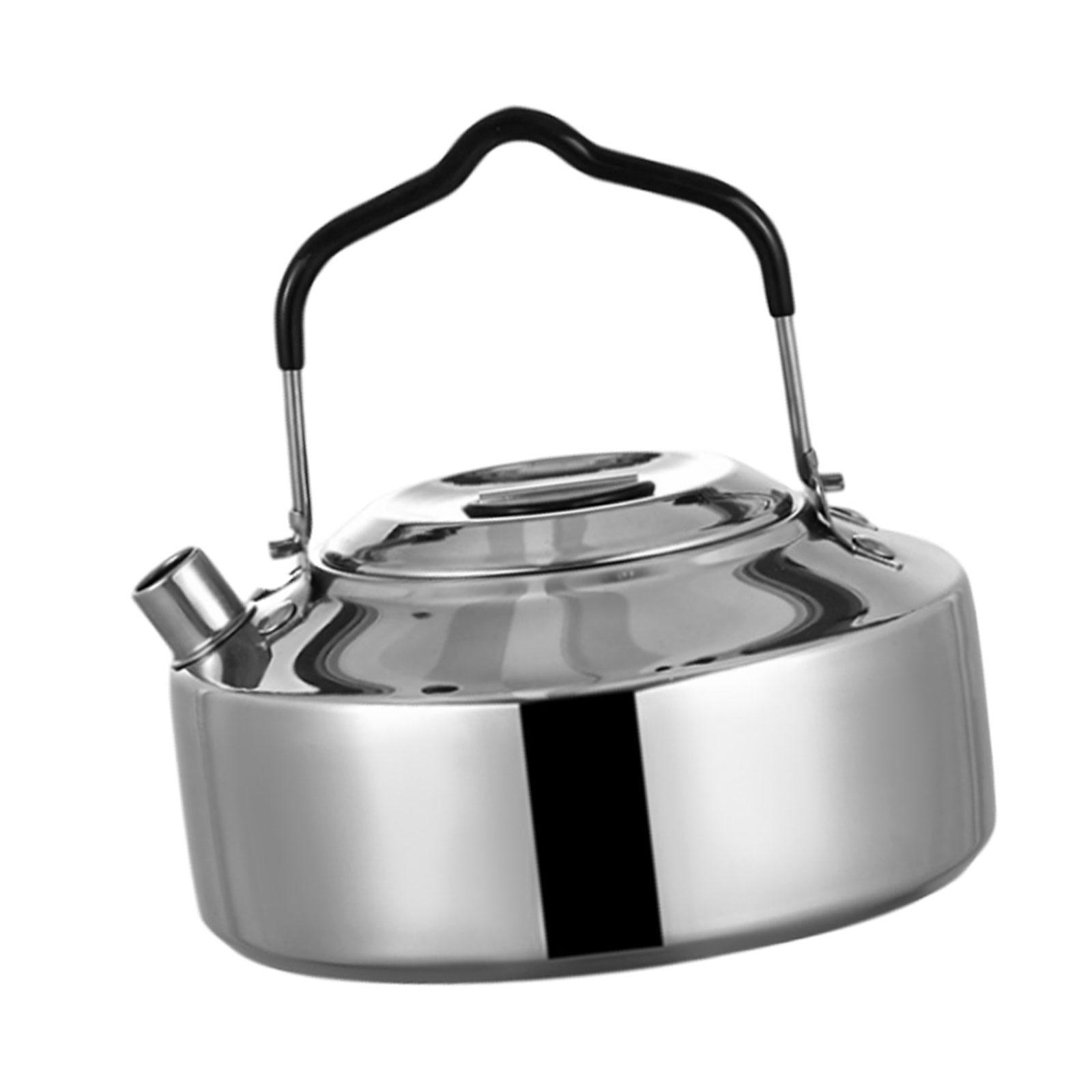 1L Camping Kettle Water Boiler Coffee Pot Easy to Clean Stainless Steel Tea Kettle Tea Pot for Cooking Mountaineering Picnic Hiking Barbecue