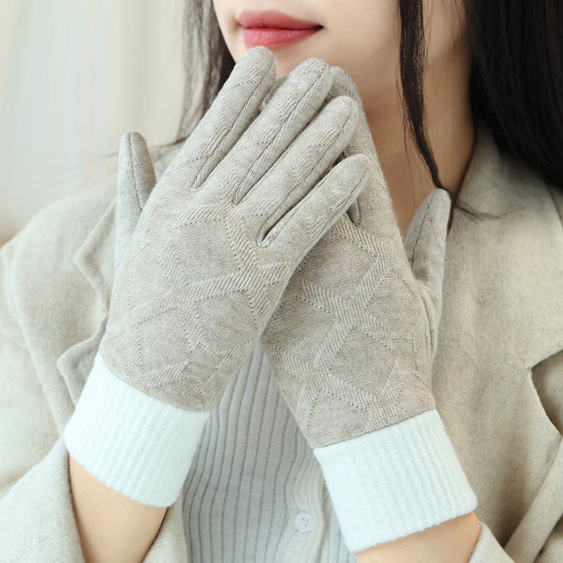 MYALICE Mùa Đông Nữ Găng Tay Len Cảm Ứng Màn Hình Ấm Full Ngón Tay Chống Gió Găng Tay Nữ Thể Thao Lái Xe Làm Dày Găng Tay Hở Ngón