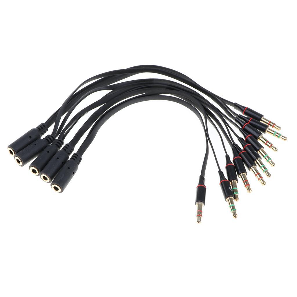 5 Pieces Audio Headphone Mic Splitter Cable Female to 2 Dual Male