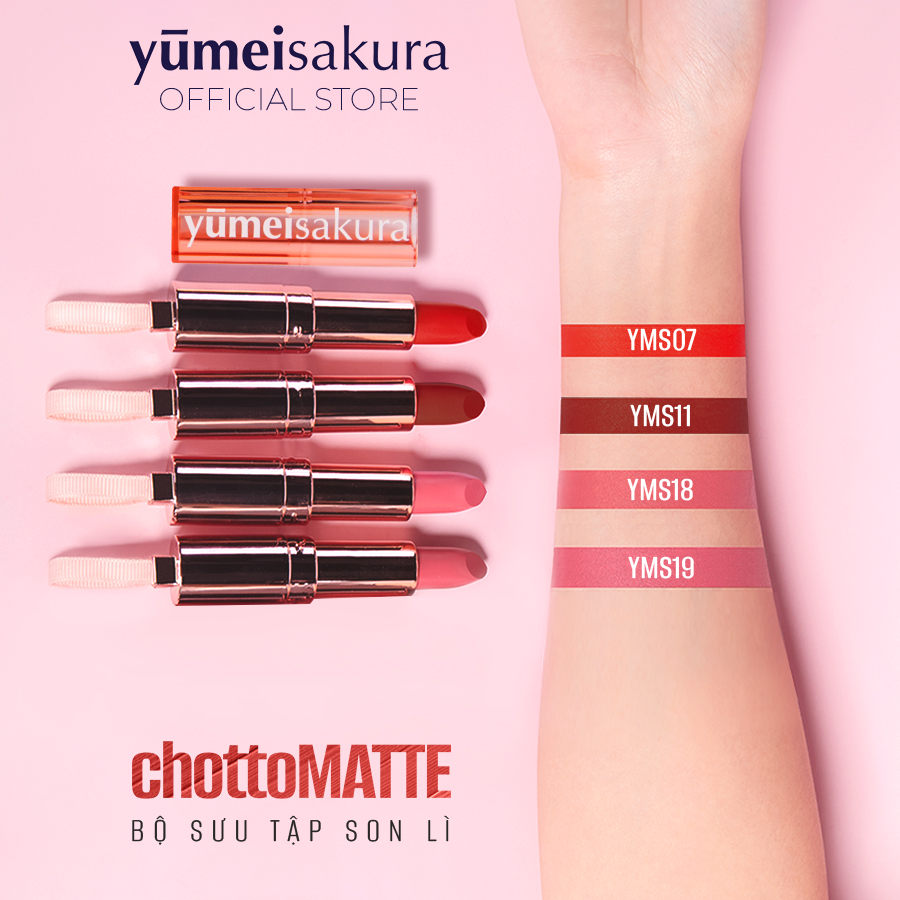 Son Thỏi Màu Cam Sữa Lì Mịn Siêu Dưỡng Yumeisakura Chotto Matte Milky Orange Lipstick YMS18 3.5g