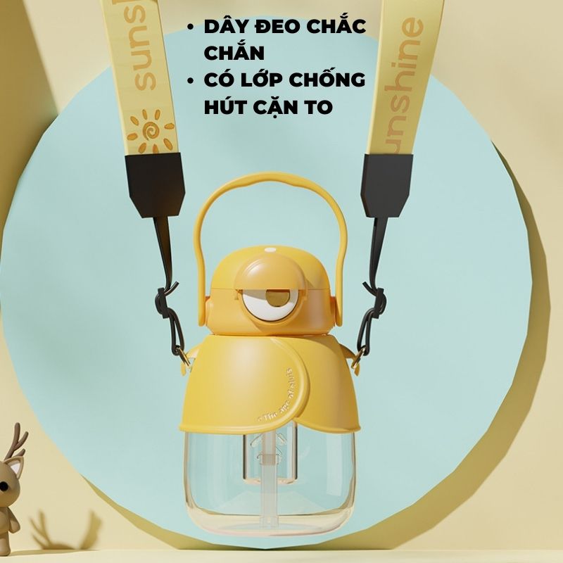 Bình nước Minion 1000ml Màu Vàng Dễ Thương Giành Cho Bé Đi Học