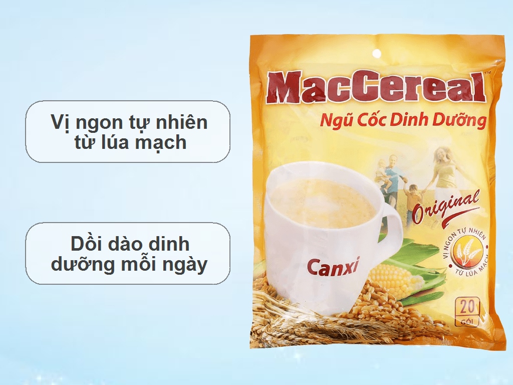 Combo 3 Túi Ngũ cốc dinh dưỡng MacCereal bịch 560g (20 gói x 28g) thơm ngon dễ uống tiện lợi