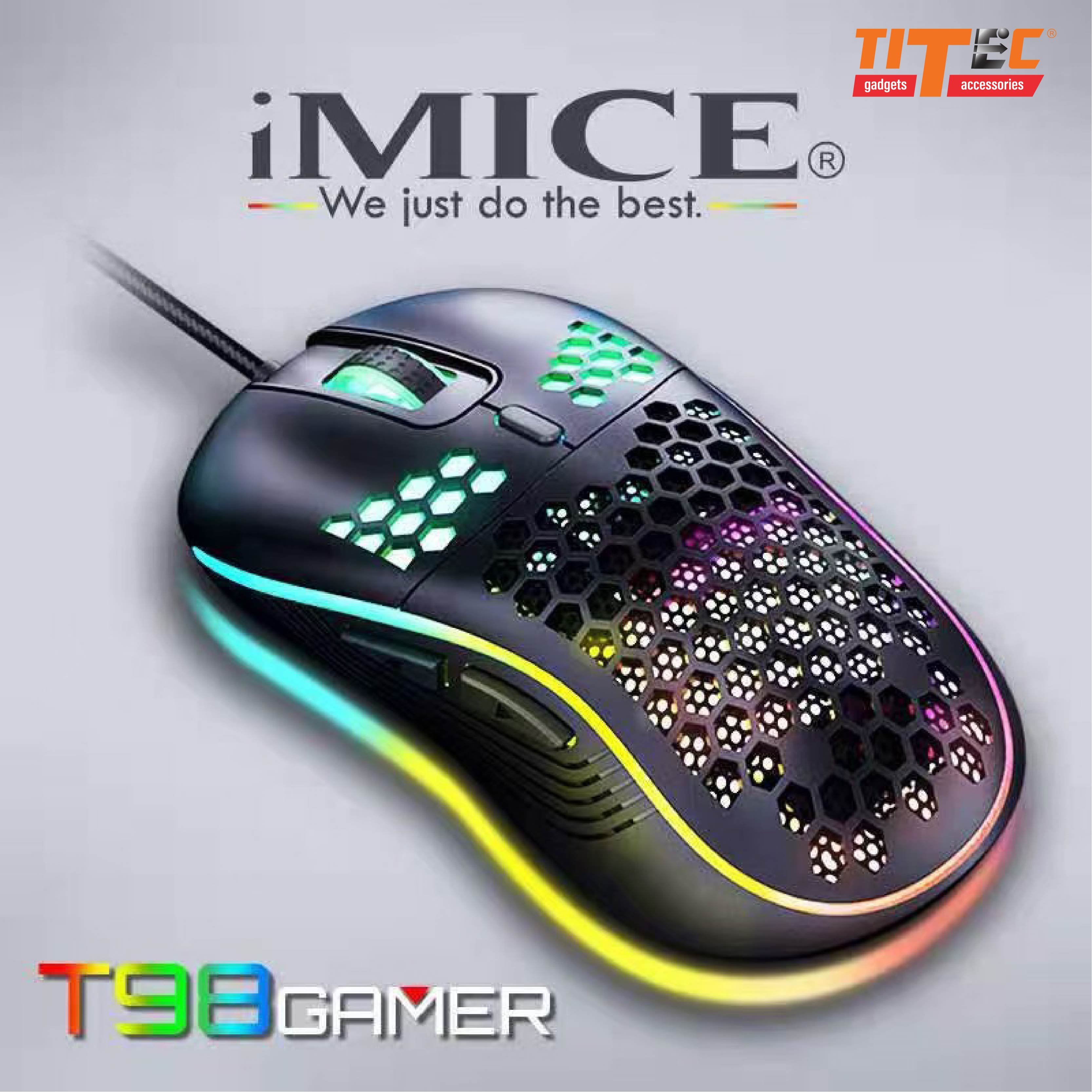 Chuột chơi game IMICE T98 kết nối USB dây dù 1m độ phân giải 1200/1600/2400/3600/7200DPI - hàng chính hãng