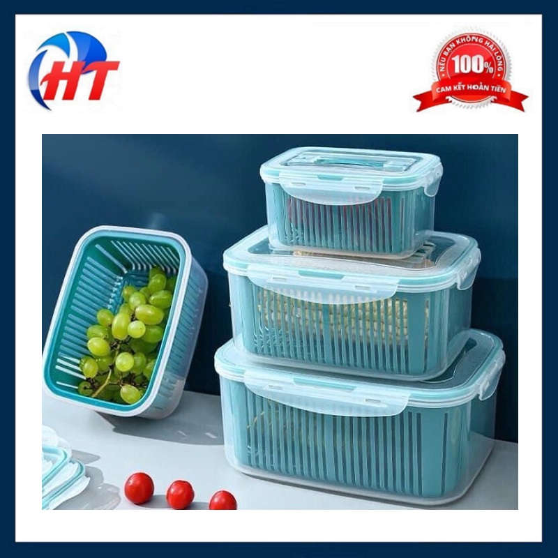 Set 5 Chậu Kèm Rổ Có Nắp Đựng Đồ Tủ Lạnh Siêu Tiện Lợi - HT