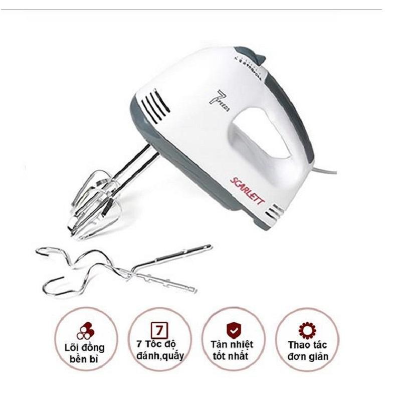 Máy Đánh Trứng Đánh Kem Mini Cầm Tay Cao Cấp SCARLETT Với 7 Tốc Độ Cực Mạnh Và Hoạt Động Êm Ái