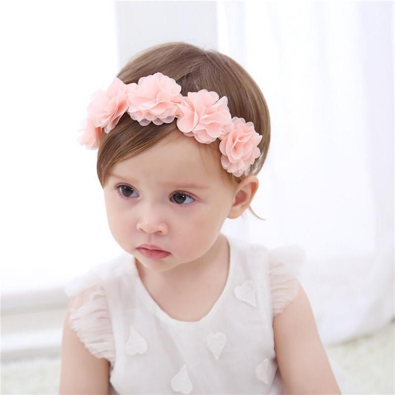 Băng đô cho bé gái tiểu thư dễ thương, Turban hoa cho bé