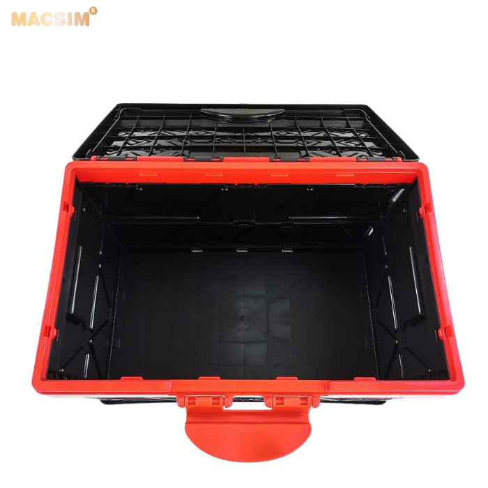Hộp đựng đồ 48l đen pha đỏ xếp gọn kích thước 50cm x 32cm x 31cm - hộp đựng đồ trong cốp ô tô nhãn hiệu Macsim chất liệu PP cao cấp