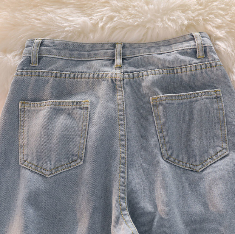 Quần jean Baggy ống suông rộng lưng cao nữ Ulzzang style Hàn Quốc