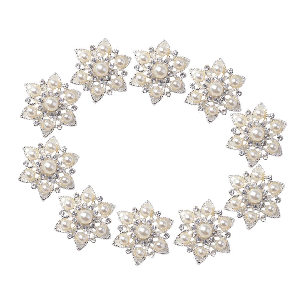 10pcs Clear Crystal Rhinestone Flower Buttons DIY Sewing Crafts 22mm