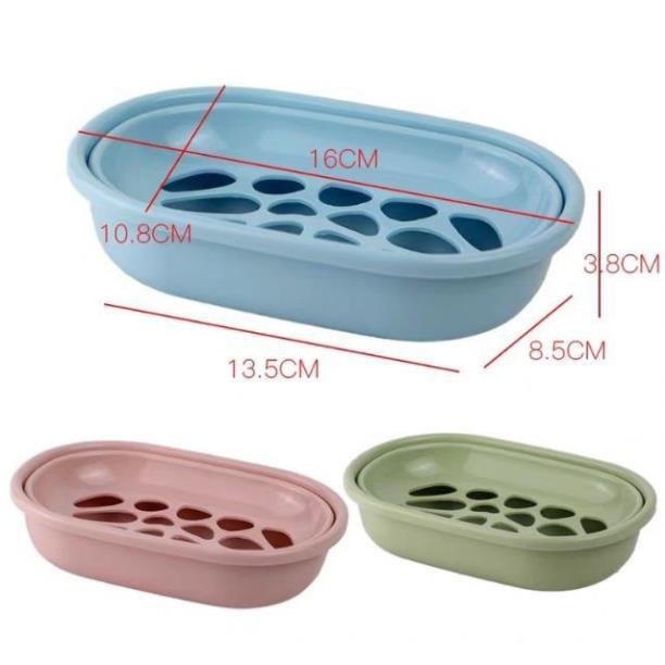 Khay đựng xà phòng tắm 2 lớp có hấng nước cao cấp