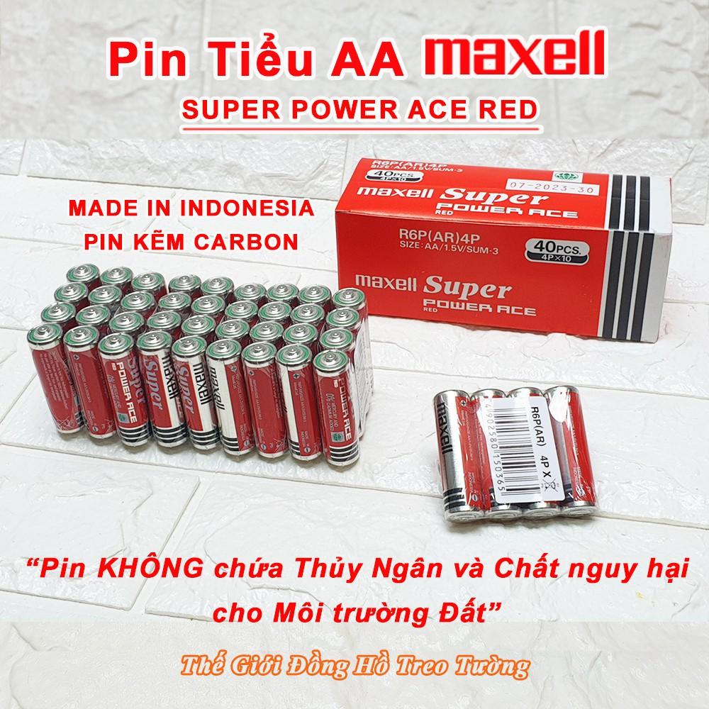 Pin tiểu Maxell AA Hộp 24 Viên Supper Power ACE Red  1.5V – Indonesia Vỏ Nhôm Chống chảy nước