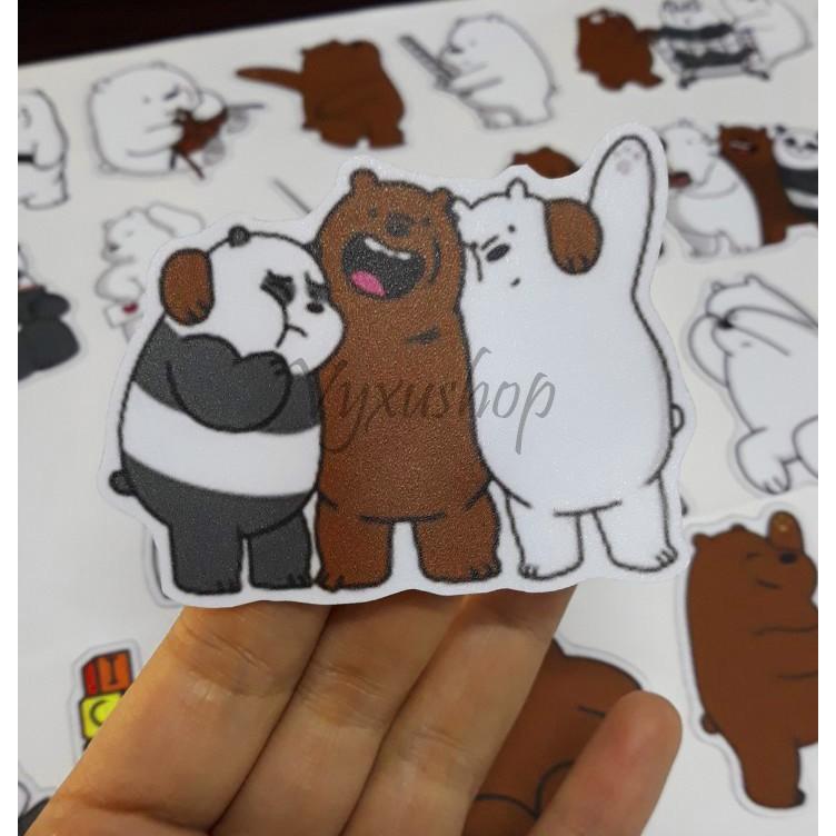 Hot Sticker dán Gấu We Bare Bear kích thước a5 update mẫu mới 2021