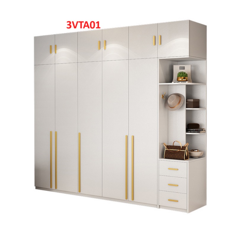 Tủ quần áo thiết kệ hiện đại - Tủ quần áo gỗ MDF 3ATA01 - Nội thất lắp ráp Viễn Đông ADV