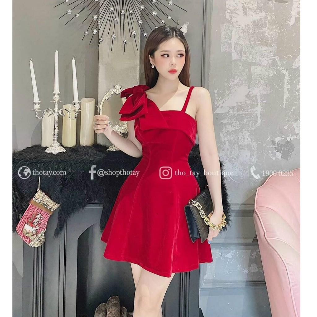 Đầm body đầm dáng xoè 2 dây vai nơ 1 bên kèm mút siêu xinh