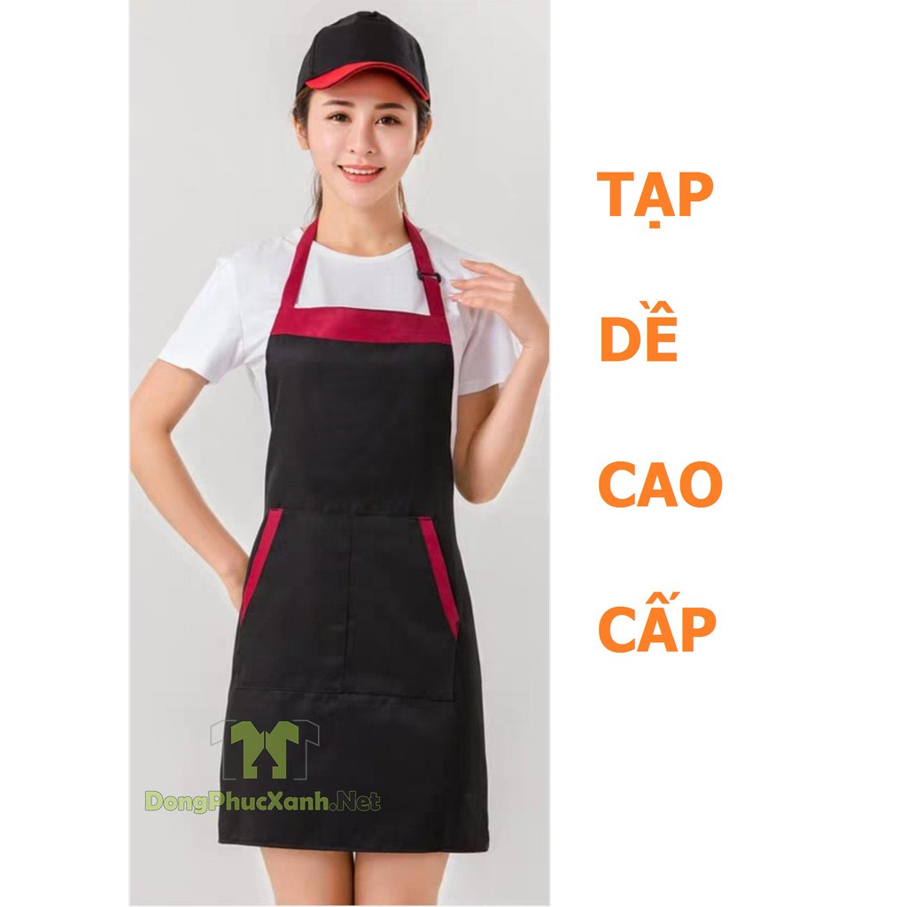 Tạp dề pha chế Đen Phối Đỏ Cao cấp