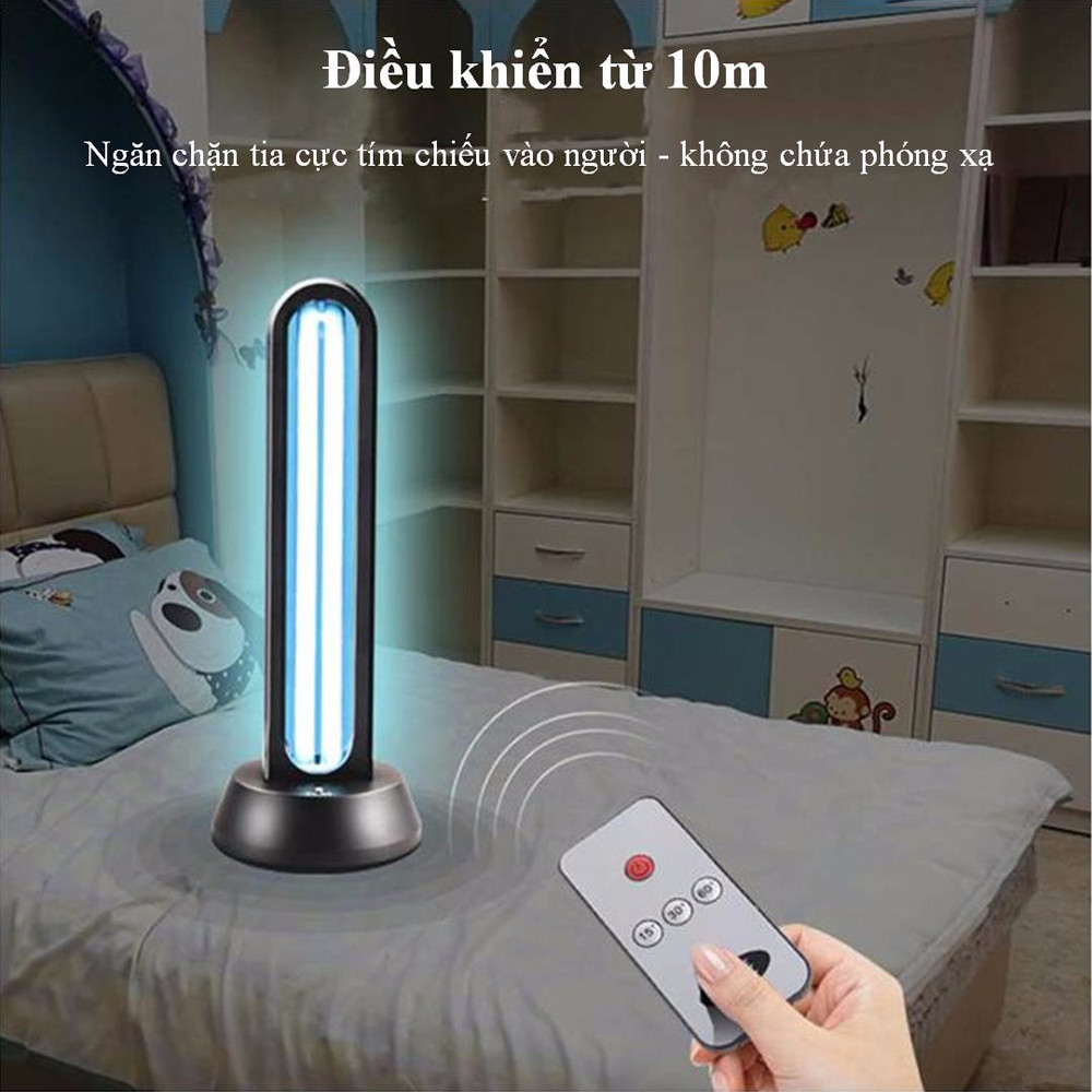 Đèn diệt khuẩn tia cực tím IOED-XD-06 công suất 38W, đèn khử trùng cho không khí trong lành, an toàn, hiệu quả, tiện lợi, tự động tắt nguồn sau khi hoạt động giúp tiết kiệm điện, có kèm remote điều khiển từ xa an toàn hơn